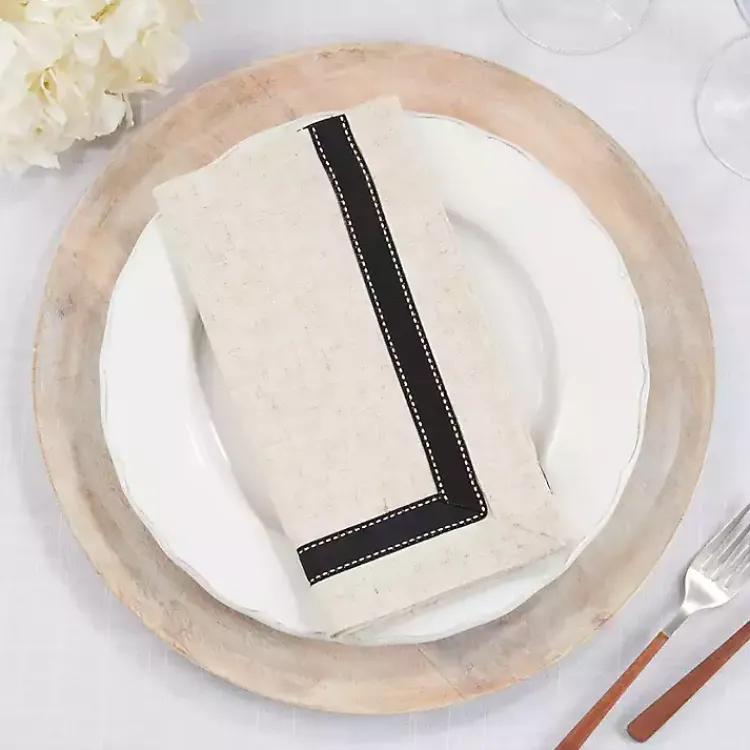 Table Linens-Kirklands Home Grosgrain Accent Napkins, Set of 4