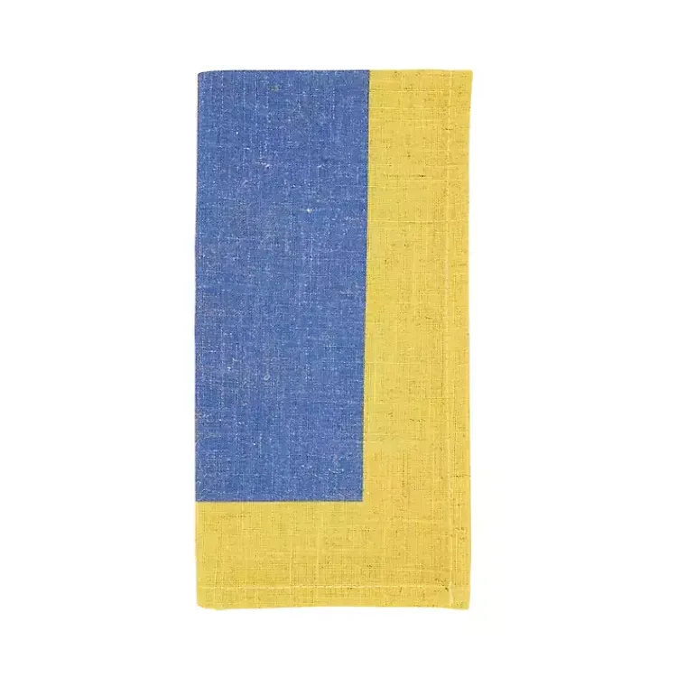 Table Linens-Kirklands Home Blue and Yellow Colorblock Napkins, Set of 4