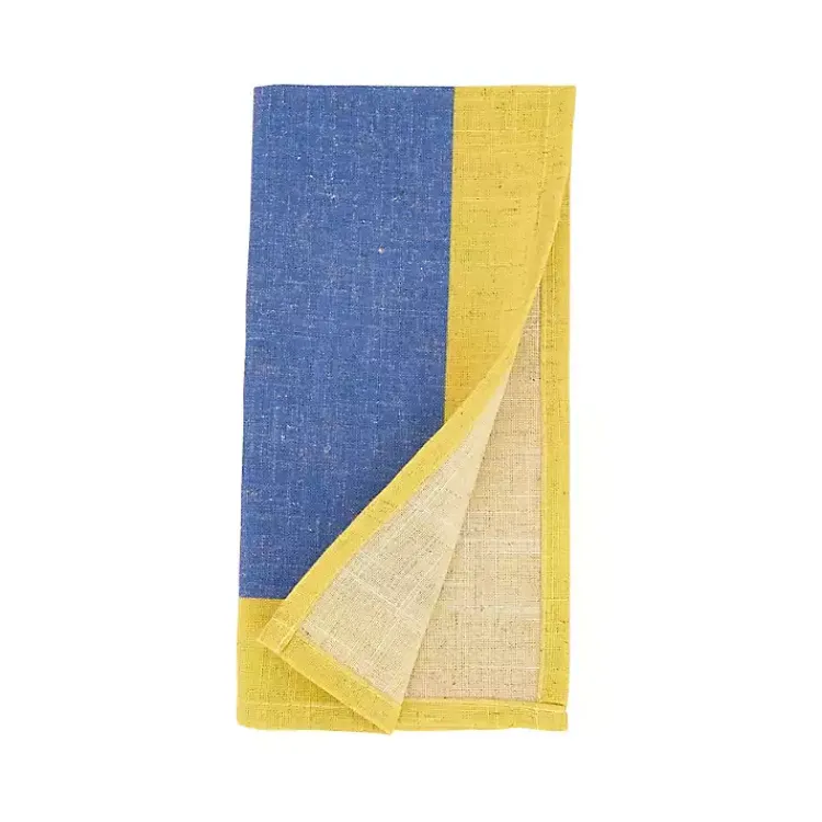 Table Linens-Kirklands Home Blue and Yellow Colorblock Napkins, Set of 4
