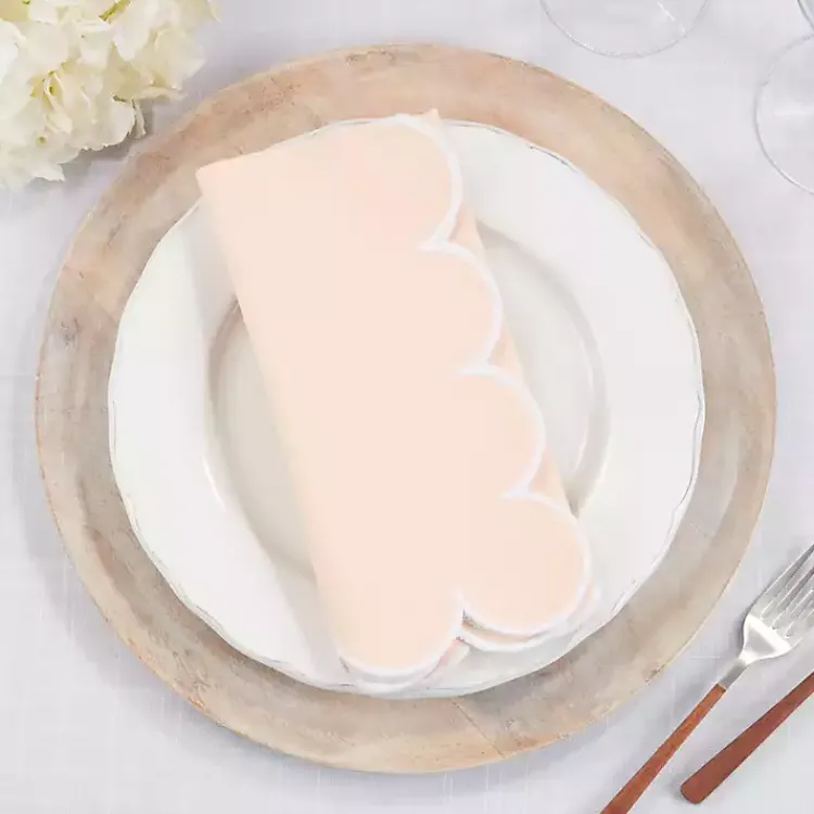 Table Linens-Kirklands Home Peach Scalloped Edge Napkins, Set of 4 Yellow