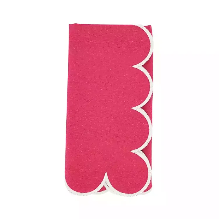 Table Linens-Kirklands Home Magenta Scalloped Edge Napkins, Set of 4 Pink