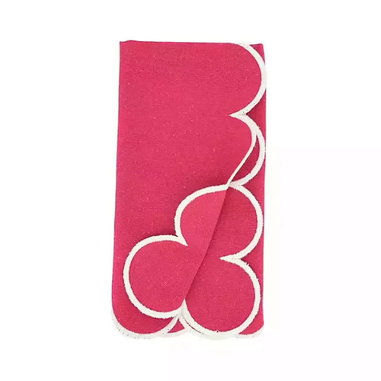 Table Linens-Kirklands Home Magenta Scalloped Edge Napkins, Set of 4 Pink