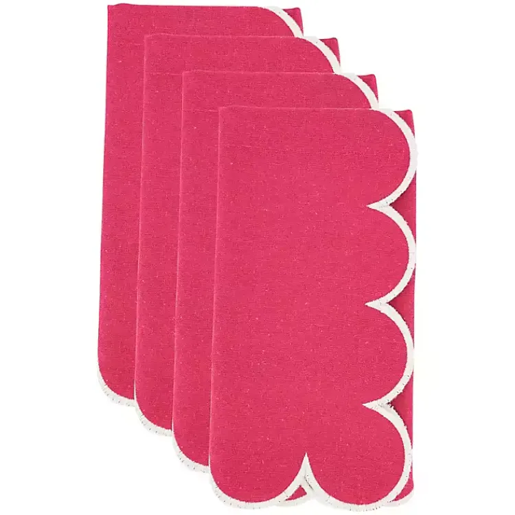 Table Linens-Kirklands Home Magenta Scalloped Edge Napkins, Set of 4 Pink