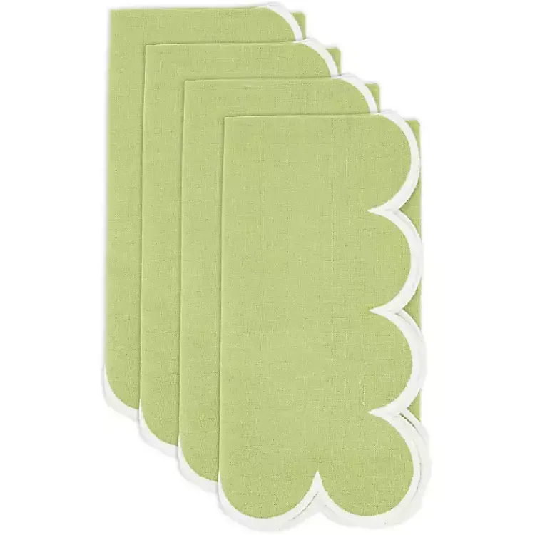 Table Linens-Kirklands Home Scalloped Edge Napkins, Set of 4 Green