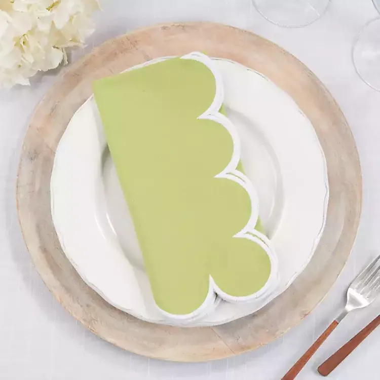 Table Linens-Kirklands Home Scalloped Edge Napkins, Set of 4 Green
