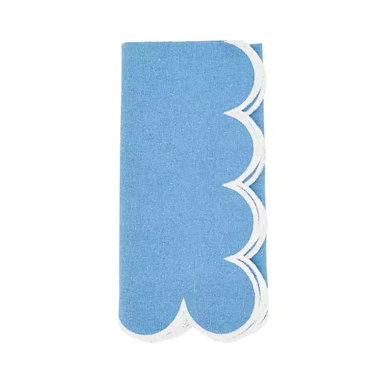 Table Linens-Kirklands Home Scalloped Edge Napkins, Set of 4 Blue