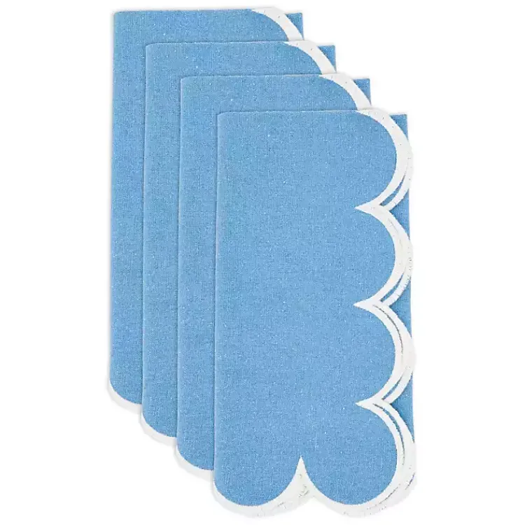 Table Linens-Kirklands Home Scalloped Edge Napkins, Set of 4 Blue