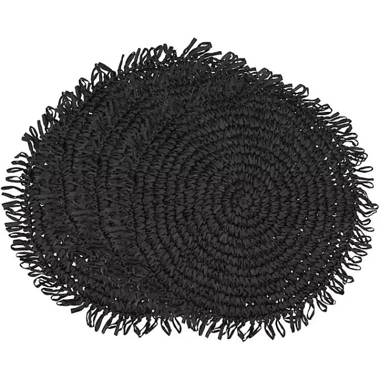 Table Linens-Kirklands Home Rustic Raffia Placemats, Set of 4 Black