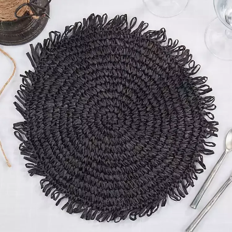 Table Linens-Kirklands Home Rustic Raffia Placemats, Set of 4 Black