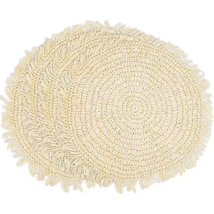 Table Linens-Kirklands Home Cream Rustic Raffia Placemats, Set of 4 Ivory