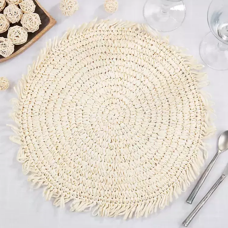 Table Linens-Kirklands Home Cream Rustic Raffia Placemats, Set of 4 Ivory