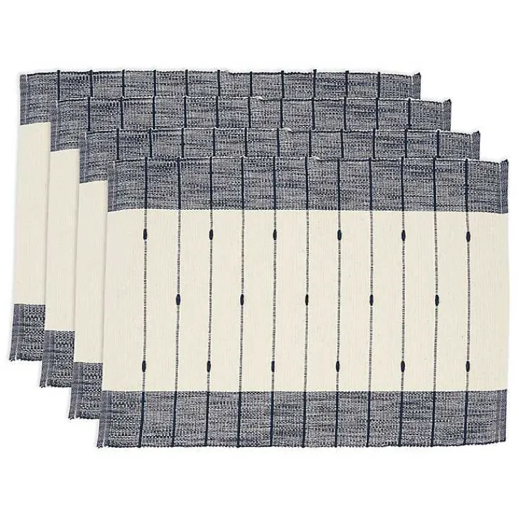 Table Linens-Kirklands Home Navy Blue Thin Stripes Placemats, Set of 4