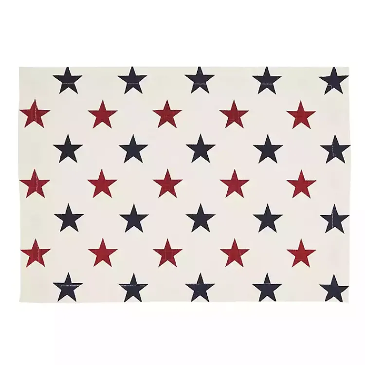 Table Linens-Kirklands Home Blue and Red Americana Stars Placemats, Set of 4