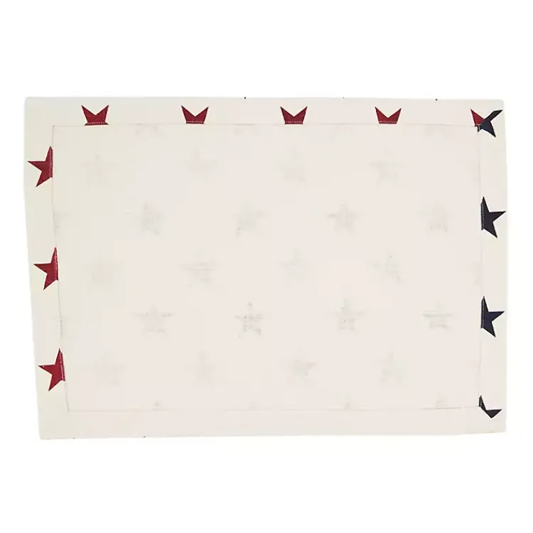 Table Linens-Kirklands Home Blue and Red Americana Stars Placemats, Set of 4