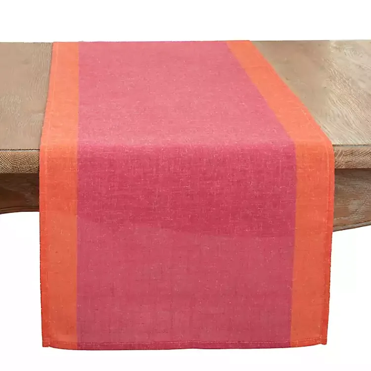 Table Linens-Kirklands Home Pink and Orange Colorblock Table Runner