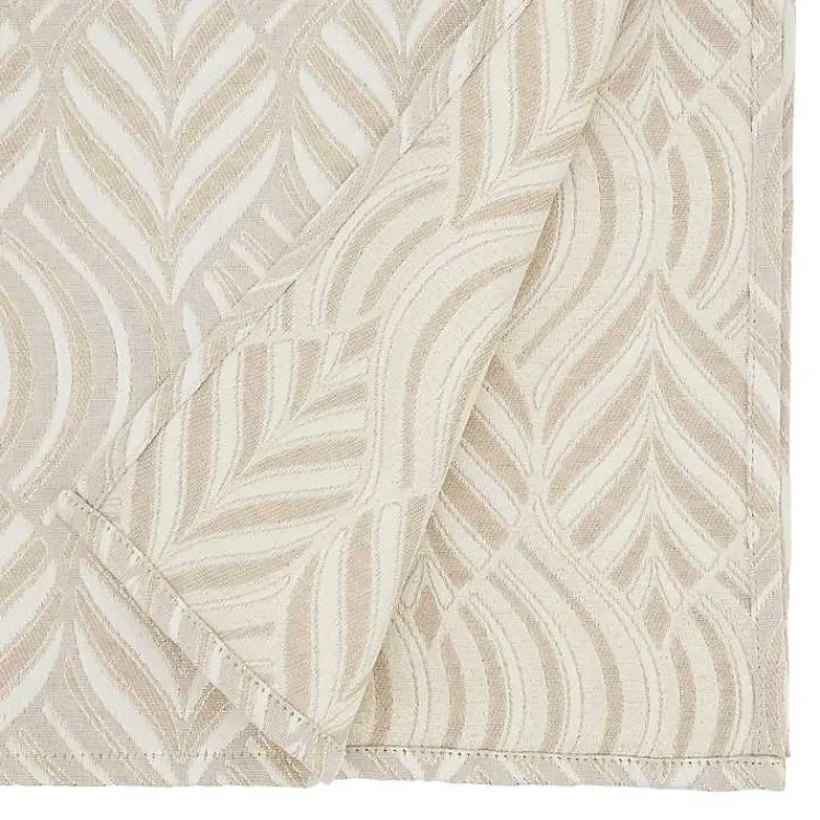 Table Linens-Kirklands Home Beige Jacquard Leaf Tablecloth, 90 in. Brown