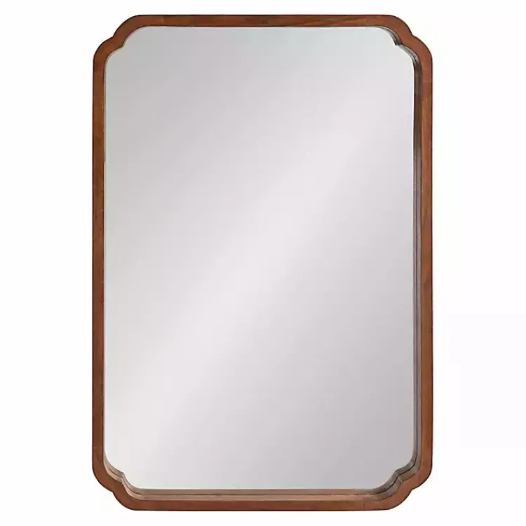 Decorative Mirrors-Kirklands Home Walnut Scallop Rectangle Wall Mirror