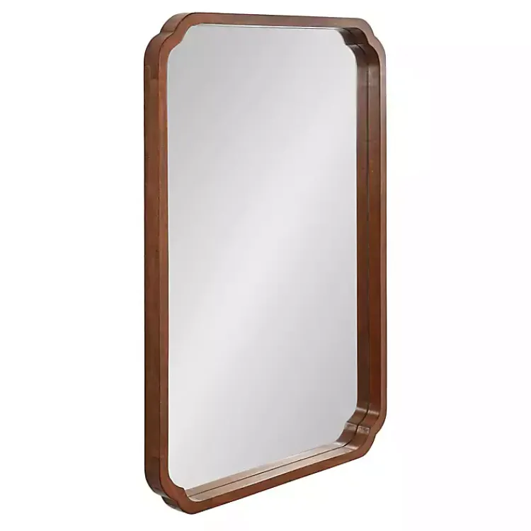 Decorative Mirrors-Kirklands Home Walnut Scallop Rectangle Wall Mirror