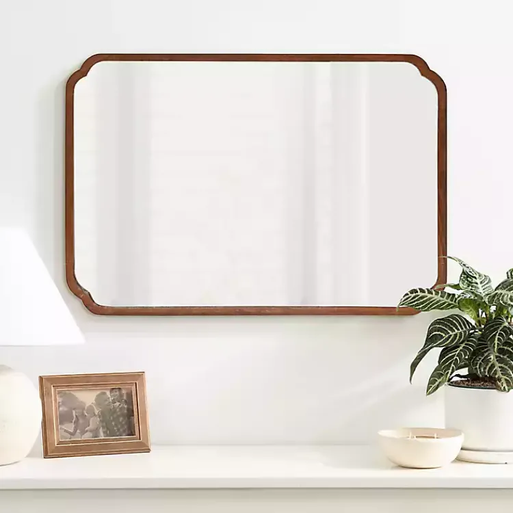 Decorative Mirrors-Kirklands Home Walnut Scallop Rectangle Wall Mirror