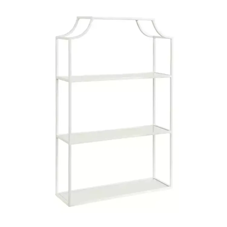 Shelves-Kirklands Home Metal Scalloped 3-Tier Glass Wall Shelf White