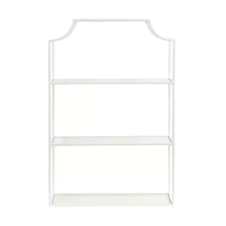 Shelves-Kirklands Home Metal Scalloped 3-Tier Glass Wall Shelf White