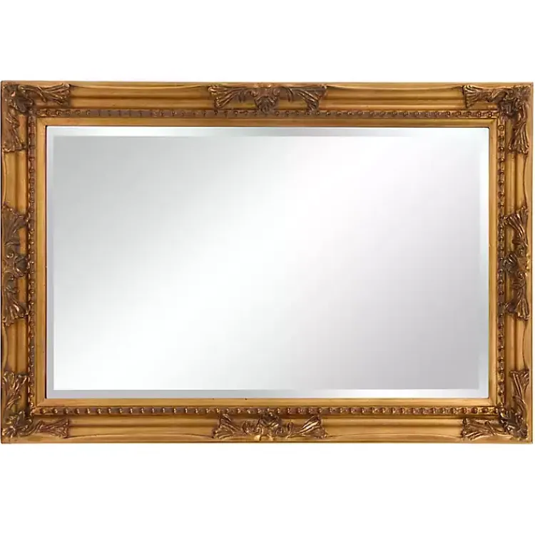 Decorative Mirrors-Kirklands Home Queen Ann Rectangular Wall Mirror Gold