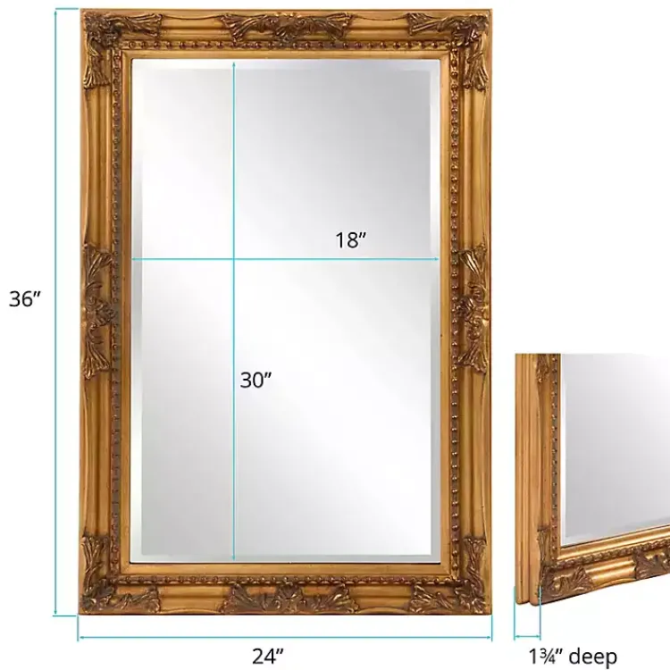 Decorative Mirrors-Kirklands Home Queen Ann Rectangular Wall Mirror Gold
