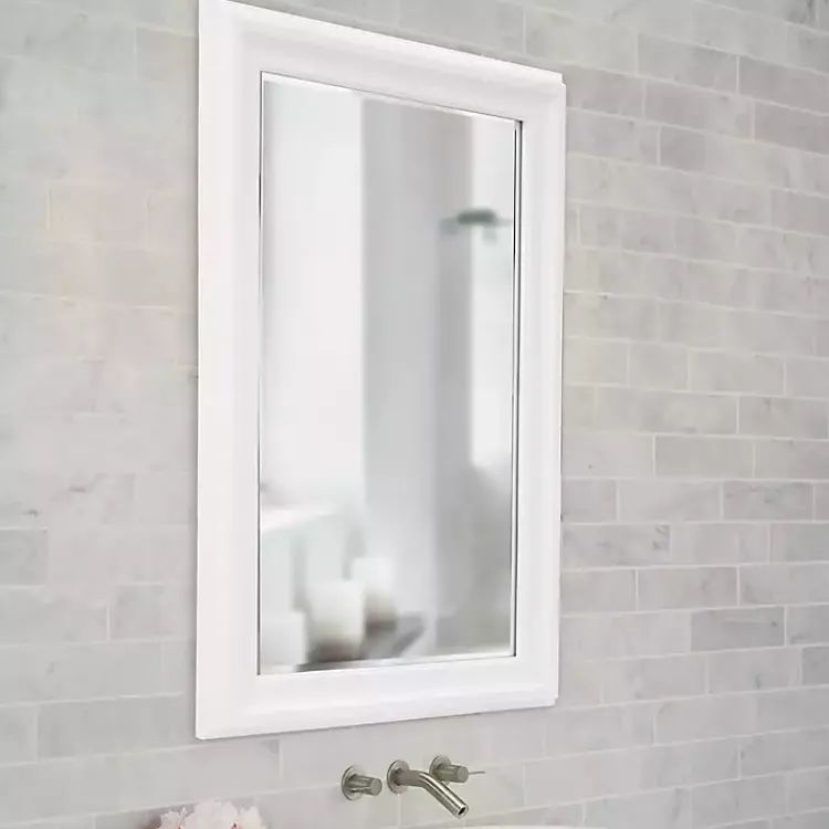 Decorative Mirrors-Kirklands Home George Ridged Rectangular Wall Mirror White