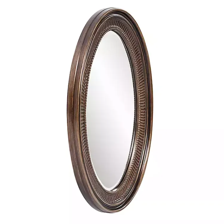 Decorative Mirrors-Kirklands Home Ethan Bronze Ribbed Oval Wall Mirror