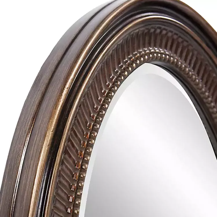 Decorative Mirrors-Kirklands Home Ethan Bronze Ribbed Oval Wall Mirror