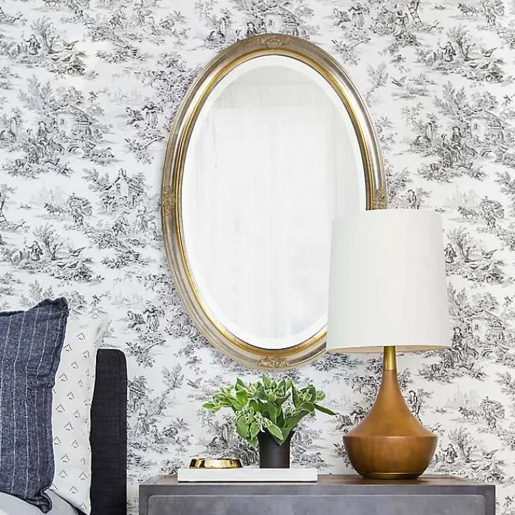 Decorative Mirrors-Kirklands Home Silver and Gold Carlton Oval Wall Mirror