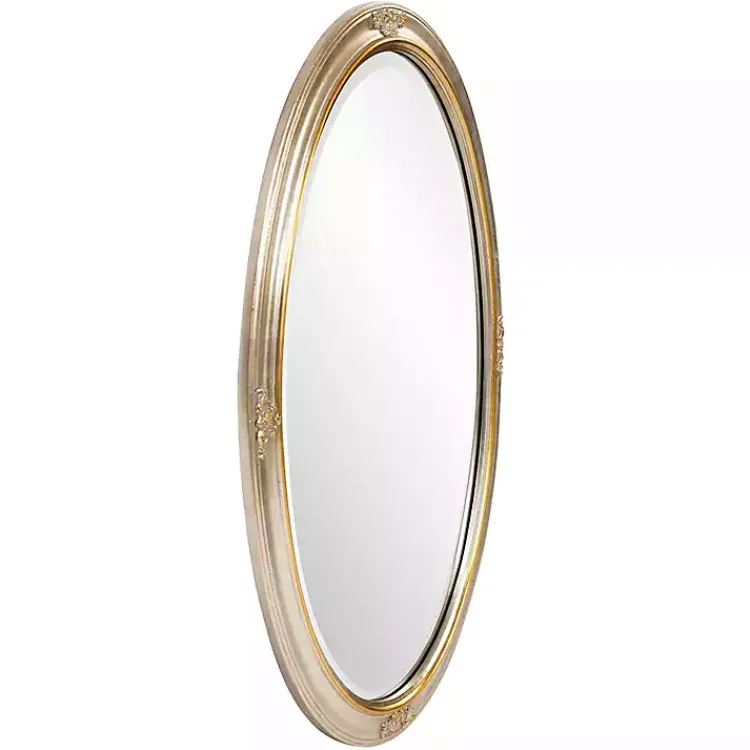 Decorative Mirrors-Kirklands Home Silver and Gold Carlton Oval Wall Mirror