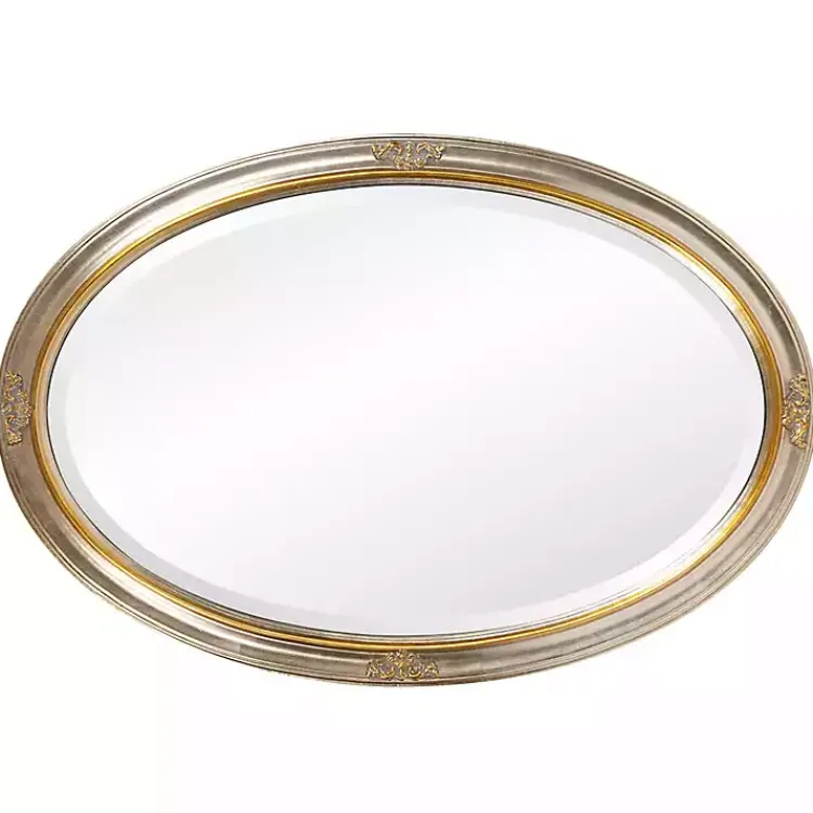 Decorative Mirrors-Kirklands Home Silver and Gold Carlton Oval Wall Mirror