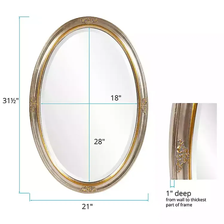Decorative Mirrors-Kirklands Home Silver and Gold Carlton Oval Wall Mirror