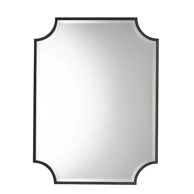Decorative Mirrors-Kirklands Home Black Metal Scalloped Rectangle Wall Mirror
