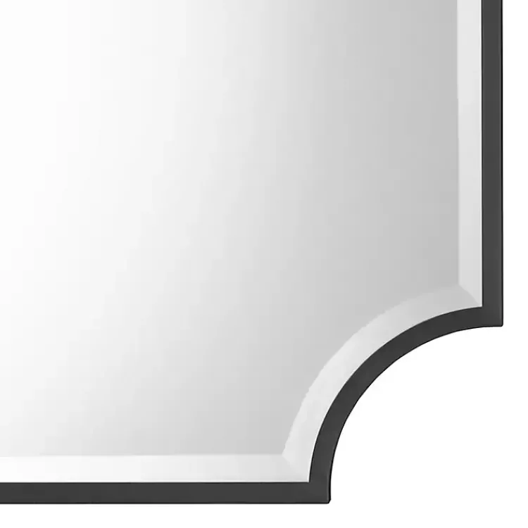 Decorative Mirrors-Kirklands Home Black Metal Scalloped Rectangle Wall Mirror