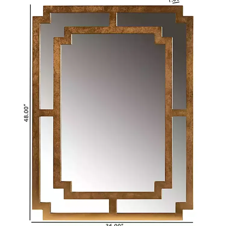 Decorative Mirrors-Kirklands Home Antique Gold Geometric Overlay Wall Mirror
