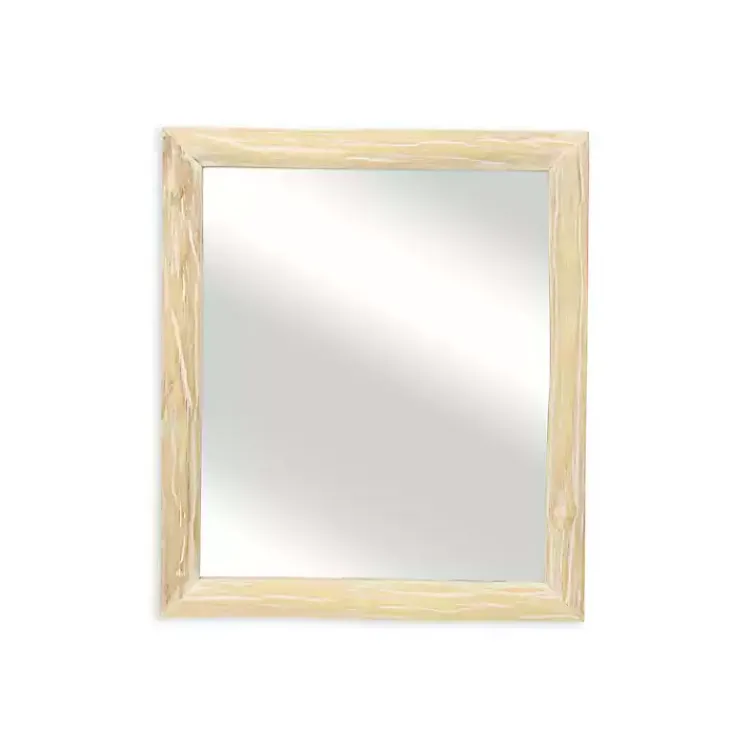 Decorative Mirrors-Kirklands Home Distressed Natural Wood Recgle Wall Mirror Tan
