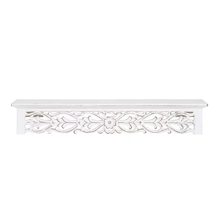 Shelves-Kirklands Home White Carved Floral Wall Shelf