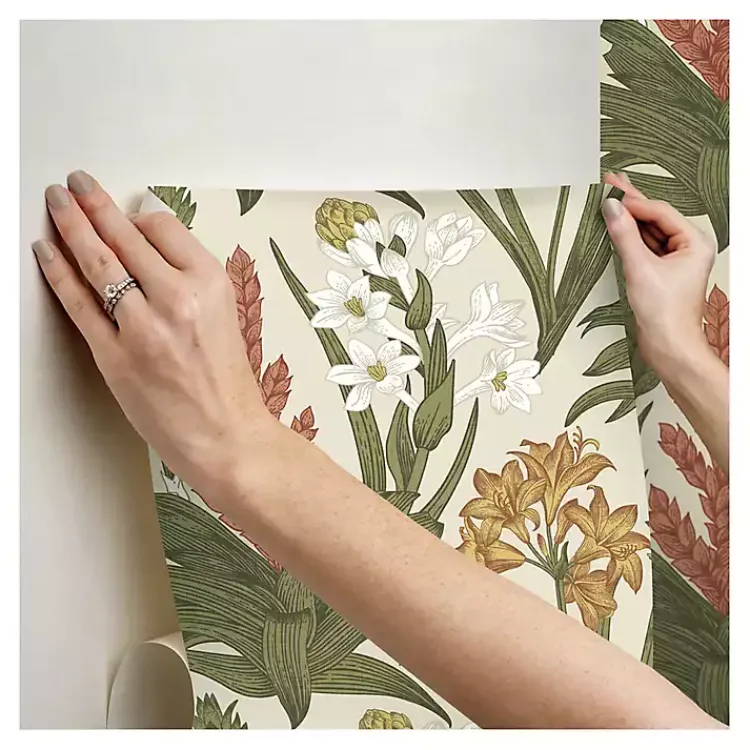 Wall Murals & Wallpaper-Kirklands Home Botanical Villa Peel & Stick Wallpaper Ivory