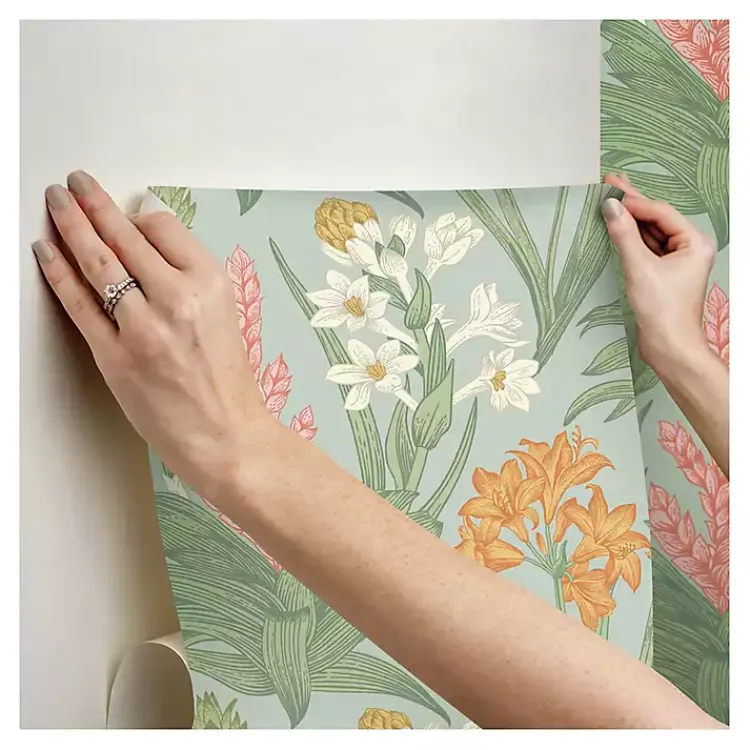 Wall Murals & Wallpaper-Kirklands Home Botanical Villa Peel & Stick Wallpaper Green