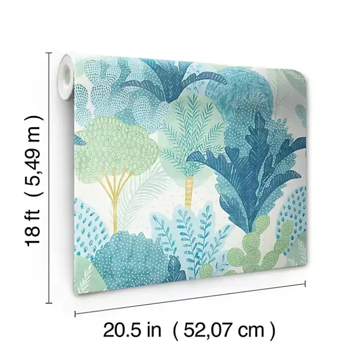 Wall Murals & Wallpaper-Kirklands Home Teal Bohoemian Jungle Peel & Stick Wallpaper