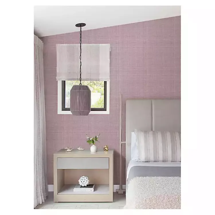 Wall Murals & Wallpaper-Kirklands Home Textured Faux Fabric Peel & Stick Wallpaper Purple