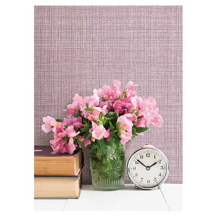 Wall Murals & Wallpaper-Kirklands Home Textured Faux Fabric Peel & Stick Wallpaper Purple
