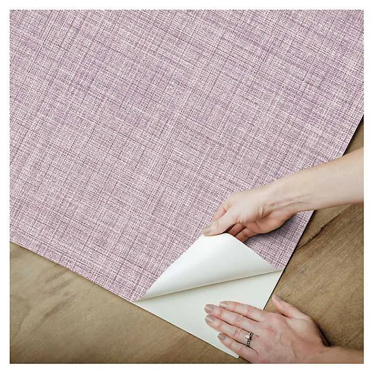 Wall Murals & Wallpaper-Kirklands Home Textured Faux Fabric Peel & Stick Wallpaper Purple