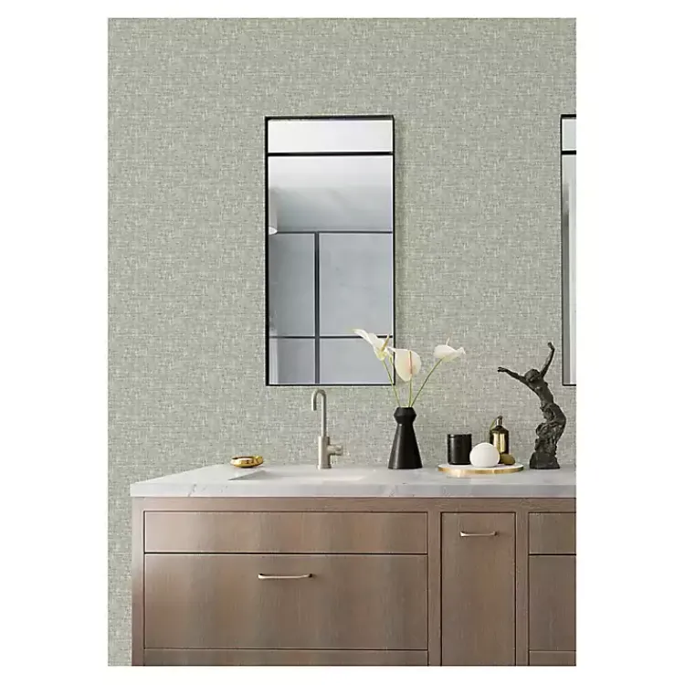 Wall Murals & Wallpaper-Kirklands Home Sage Textured Poplin Peel & Stick Wallpaper Green