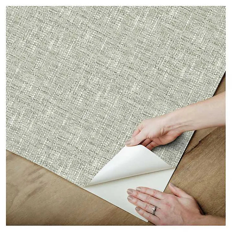 Wall Murals & Wallpaper-Kirklands Home Sage Textured Poplin Peel & Stick Wallpaper Green