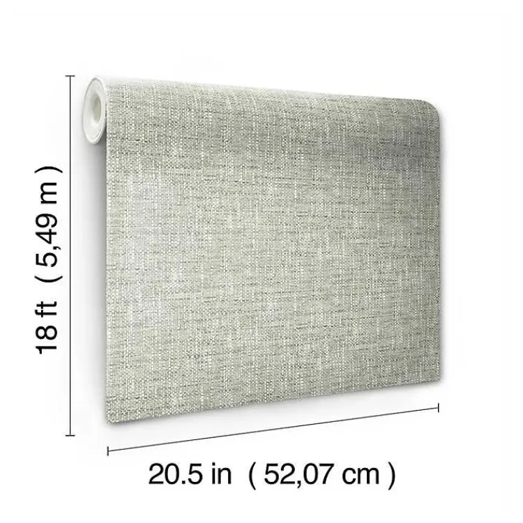 Wall Murals & Wallpaper-Kirklands Home Sage Textured Poplin Peel & Stick Wallpaper Green