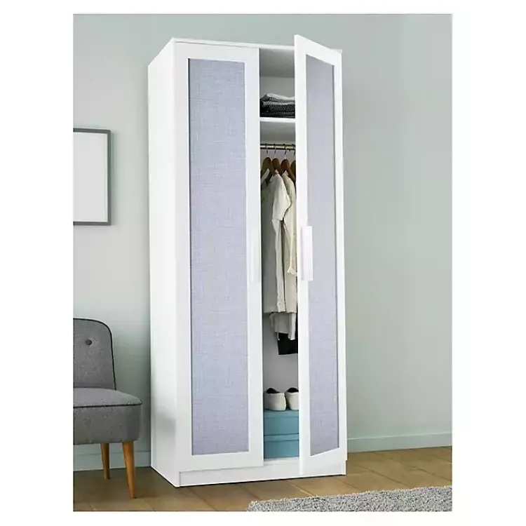 Wall Murals & Wallpaper-Kirklands Home Textured Faux Fabric Peel & Stick Wallpaper Blue