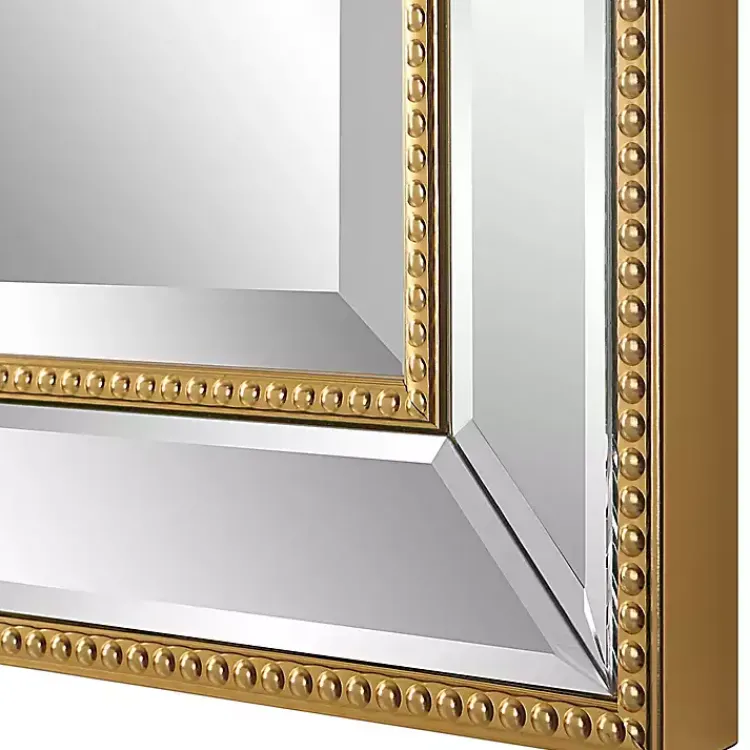 Decorative Mirrors-Kirklands Home Beaded Double Frame Beveled Wall Mirror Gold